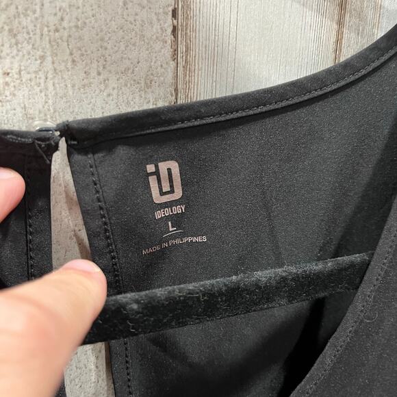 Ideology Black Drop Waist Sleeveless Athleisure Shirt Dress Womens Large Pockets - Picture 3 of 6